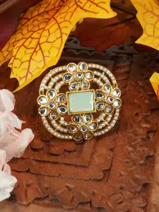 GRIIHAM Gold-Plated AD Studded Adjustable Finger Ring