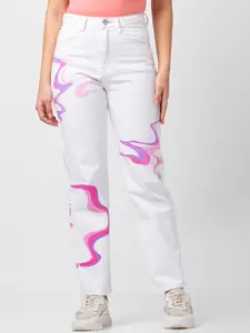 SPYKAR Women Printed Cotton Straight Fit High-Rise Jeans