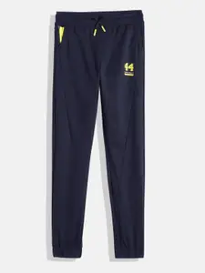 Allen Solly Junior Boys Self Design Mid-Rise Sports Joggers With Brand Logo Print Detail
