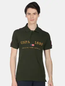 U.S. Polo Assn. Men Brand Logo Printed Polo Collar Pure Cotton T-shirt