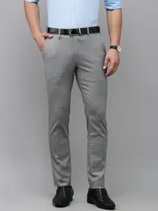 Park Avenue Men Self Design Mid-Rise Textured Slim Fit Formal Trousers