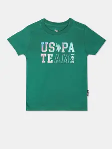 U.S. Polo Assn. Kids Boys Typography Printed Pure Cotton T-shirt