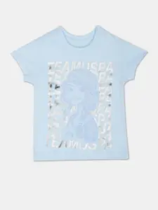 U.S. Polo Assn. Kids Girls Graphic Printed Pure Cotton T-shirt