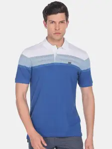 Arrow Sport Men Colourblocked Polo Collar Cotton T-shirt