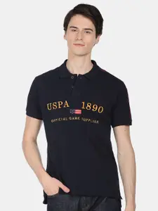 U.S. Polo Assn. Men Typography Polo Collar Pure Cotton T-shirt