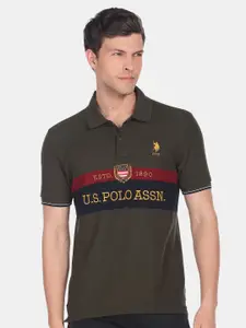 U.S. Polo Assn. Men Typography Polo Collar Slim Fit T-shirt