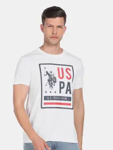 U.S. Polo Assn. U S Polo Assn Men Typography Printed Slim Fit Pure Cotton T-shirt