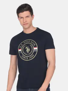 U.S. Polo Assn. U S Polo Assn Men Brand Logo Printed Slim Fit Cotton T-shirt