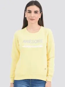 Cloak & Decker by Monte Carlo Women Yellow Printed Sweatshirt