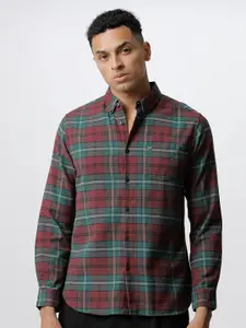 THE BEAR HOUSE Men Slim Fit Tartan Checked Pure Cotton Casual Shirt