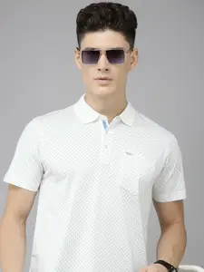 Park Avenue Men Pure Cotton Printed Polo Collar With Chest Pocket Slim Fit T-shirt