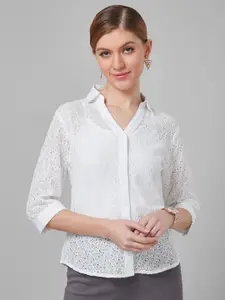 Style Quotient Women Self Design Cotton Regular Smart Casual Shirt