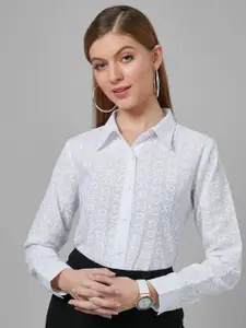 Style Quotient Women Schiffli Cotton Regular Formal Shirt
