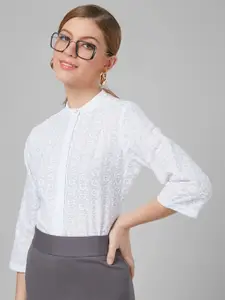 Style Quotient Women Schiffli Cotton Regular Formal Shirt