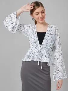 Style Quotient Women Polka Dot Peplum Smart Casual Shrug