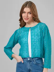 Style Quotient Women Self Design Open Front Cotton Shrug