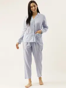 Slumber Jill Women Self Design Pure Cotton Night suit