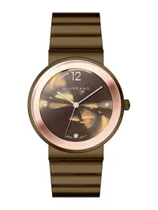 GIORDANO Women Printed Dial & Brown Bracelet Style Straps Analogue Watch GD-2097