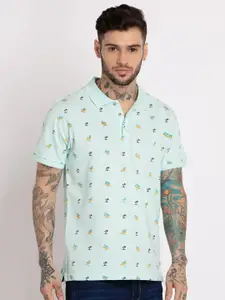 Status Quo Men Printed Polo Collar Cotton T-shirt