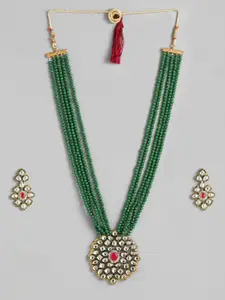 Anouk Beaded & Kundan Studded Necklace & Earring Jewellery Set
