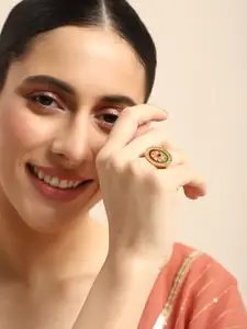 Anouk Embellished & Enamelled Adjustable Finger Ring