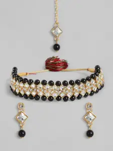 Anouk Stone Studded Choker Necklace & Earrings with Maang Tika Set