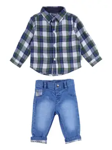 Gini and Jony Boys Checked Pure Cotton T-shirt with Jeans