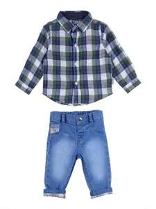 Gini and Jony Boys Checked Pure Cotton Shirt with Jeans