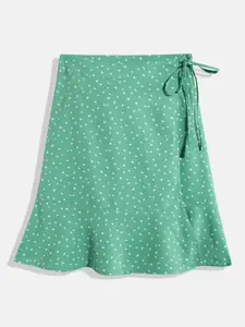 M&H Juniors Girls Geometric Printed Tie-Up Detail Wrap Skirt