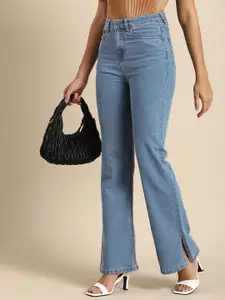 all about you Women Mid Rise Bootcut Light Fade Stretchable Jeans
