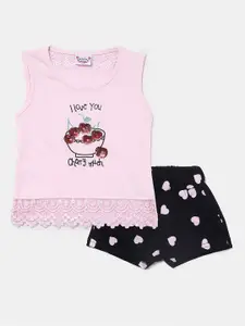 V-Mart Kids Girls Pure Cotton Top with Shorts