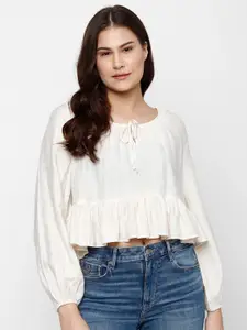 AMERICAN EAGLE OUTFITTERS  Tie-Up Neck Cinched Waist Crop Top