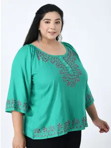 SAAKAA Plus Size Embroidered Top