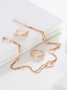 Zavya Pack of 4 925 Sterling Silver Anklets With Toe Rings