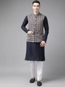 See Designs Men Pure Cotton Kurta With Pyjamas & With Nehru Jacket