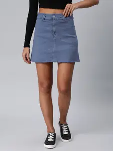 London Rag Pure Cotton Mini A-Line Denim Skirt
