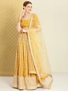 House of Pataudi Embroidered Semi-Stitched Lehenga & Unstitched Blouse With Dupatta