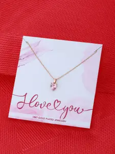 Carlton London Women 18K Rose Gold-Plated Pendant With Chain & Gift Card