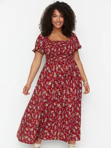 Trendyol Floral Printed Square Neck Maxi Dress