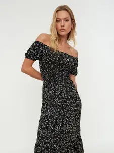 Trendyol Floral Off-Shoulder Midi Dress