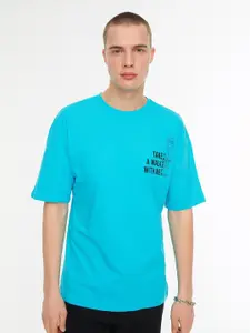 Trendyol Men Printed Drop-Shoulder Sleeves Cotton T-shirt
