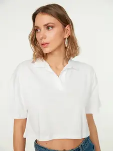 Trendyol Women V-Neck Extended Sleeves Cotton T-shirt