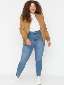 Trendyol Women Plus Size Mildly Distressed Light Fade Jeans