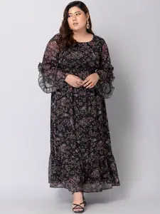 FabAlley Curve Plus Size Floral Georgette Maxi Dress