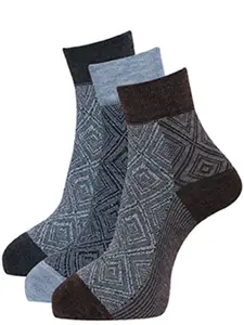 Dollar Socks Men Pack Of 3 Assorted Woolen Ankle Length Socks