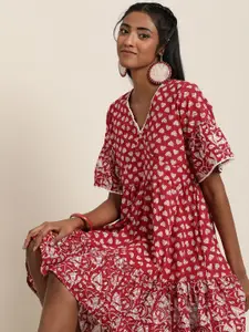 Taavi Pure Cotton Block Print A-Line Legacy Ethnic Dress