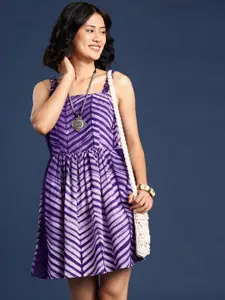 Taavi Shibori Pure Cotton Printed A-Line Sleeveless Ethnic Dress