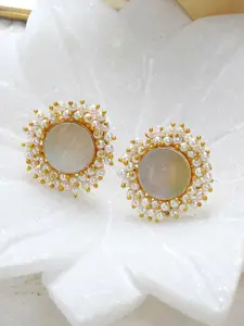 TEEJH Gold-Plated Circular Studs Earrings
