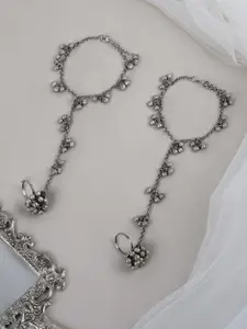 TEEJH Ghungroo Detailed Alloy Oxidised Anklets