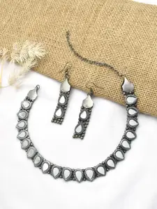 TEEJH Oxidised Necklace With Earrings